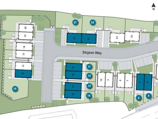 Site plan, 3 bedroom houses - artist's impression subject to change.